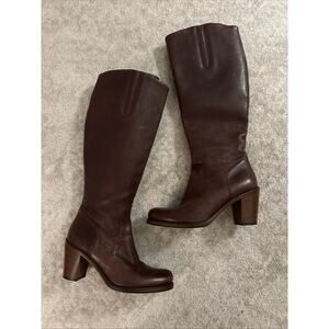 Boemos Italian Brown Leather Knee High Boots Size 8-8.5 Excellent Size 39